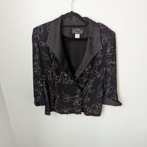 Vintage Alex Evenings Petite Women's Black Metallic Jacket, XL Petite